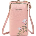 Kabelka na mobil Flower s popruhem růžová