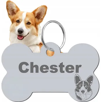 psí známka Adresář, identifikační známka kost ve tvaru kosti Mejk Jewellery stříbrná