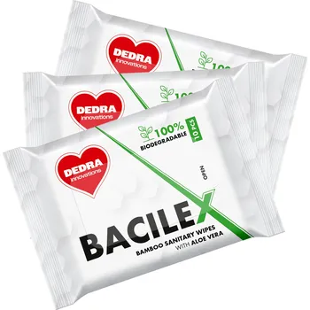 Hygienický ubrousek Rodinné balení 3×10 ks | Hygienické vlhčené ubrousky z bambusu s Aloe Vera | BACILEX® Dedra