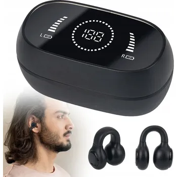 Sluchátka Słuchawki bezprzewodowe bluetooth špuntová černá S KLIPEM ZA UCHO