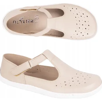 Dámské sandále Dámské barefoot sandály z přírodní kůže 1283 béžové perforované 36