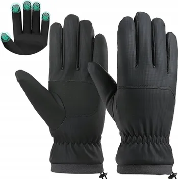 Cyklistické rukavice Zimní dotykové rukavice na kolo – voděodolné, větruodolné, unisex, černé