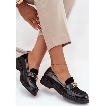 Dámské mokasíny Lakované dámské mokasíny se zlatým detailem S.Barski – černé Velikost: 38