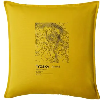 Polštář Trosky - vrstevnice v obdélníku - Polštář 50x50 - 50x50 - Pouze potah ( Žlutá )