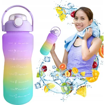 Láhev VELKÝ LAHEV NA PITÍ NA VODU S TRUBIČKOU A RUKOJETÍ PRO PRÁCI VE ŠKOLE NA TRÉNINK, 2 LITRY