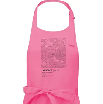 Kuchyňská zástěra Ještěd - vrstevnice v obdélníku - Dámská zástěra na vaření - Univerzální velikost ( Růžová )