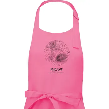 Kuchyňská zástěra Mikulov - vrstevnice v kruhu - Dámská zástěra na vaření - Univerzální velikost ( Růžová )