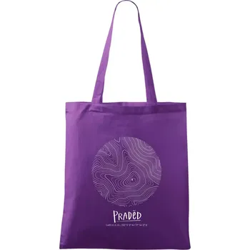 Nákupní taška Praděd - vrstevnice v kruhu - Taška bavlněná - 42 x 38 cm ( Fialová )