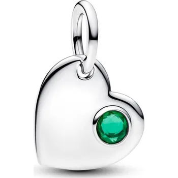 Oblečení a móda PANDORA Visací přívěsek Srdce se zeleným kamenem, ke gravírování