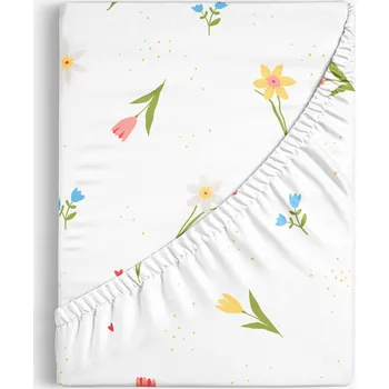 Prostěradlo Bavlněné napínací prostěradlo - Rozkvetlá zahrada 80 x 160 cm