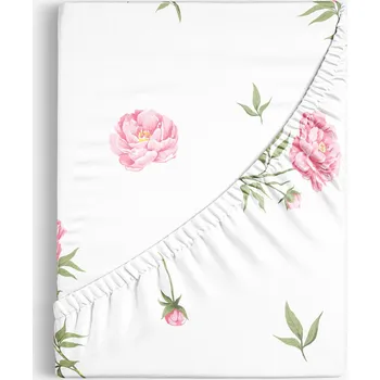 Prostěradlo Bavlněné napínací prostěradlo - Pivoňky 80 x 160 cm