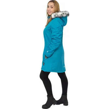 Dámský kabát ESITO | Dámský zimní softshellový kabát s beránkem Lamb Petrol - petrolejová / XXS