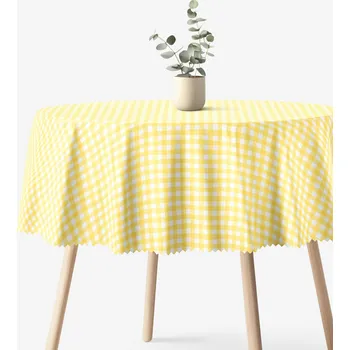 ubrus Kulatý teflonový ubrus - Žluté kostičky Ø 100 cm