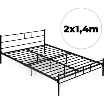 Postel kovová postel 140×200 cm s roštem černá modernhome