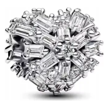 Přívěsek Charms srdce přívěsek srdíčko osázené krystaly květ stříbro 925