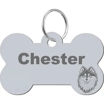 psí známka Adresář, identifikační známka kost ve tvaru kosti Mejk Jewellery stříbrná