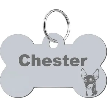 psí známka Adresář, identifikační známka kost ve tvaru kosti Mejk Jewellery stříbrná