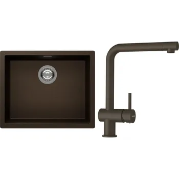 Kuchyňský dřez Set Schock S14-1 (dřez Kaia N-100L Bronze + baterie Epos Bronze)