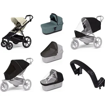 Kočárek Městský kočárek Thule Urban Glide 4-wheel Soft beige + korbička Mid blue AKČNÍ SET 7v1