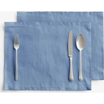 ubrus Prostírání na stůl ze lněné směsi - modré - sada 2ks 30 x 40 cm