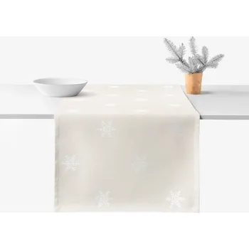 ubrus Běhoun na stůl Natura - Sněhové vločky na režné 20x120 cm