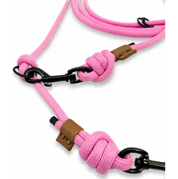 PafDog® Přepínací nastavitelné vodítko ADVENTURE 8mm, 11 délek, růžové extra pevné DÉLKA VODÍTKA: 1.5 metru