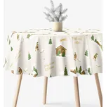 Vánoční kulatý ubrus 100% bavlněné plátno - Pásli ovce Valaši Ø 110 cm