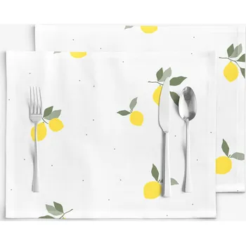 ubrus Prostírání na stůl 100% bavlněné plátno - Citrony - sada 2ks 30 x 40 cm