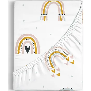 Prostěradlo Dětské bavlněné napínací prostěradlo - Malované duhy 80 x 160 cm