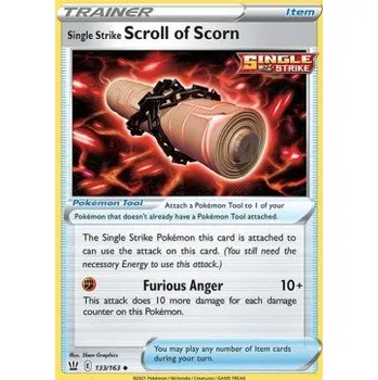 Karetní hra Pokémon BST 133/163 Single Strike Scroll of Scorn - Battle Styles Stav: Near Mint, Verze: REVERSE HOLO