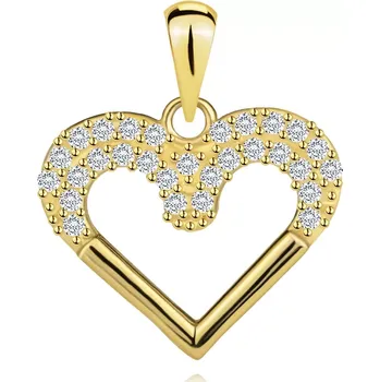 Přívěsek Zlatý přívěsek 14K srdce s dvojitým zirkonovým zdobením