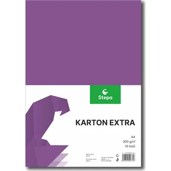 Karton Barevný karton Extra 300g A4, 10listů, fialový