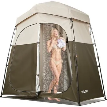 Stan Kempovací sprchový stan VEVOR, skládací přenosný stan pro 2 osoby, šatna s kolíky, lany a přepravní taškou, 150D oxfordská tkanina se stříbrným povlakem, pro kempování, pláž a rybaření