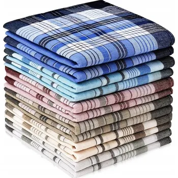 Látkový kapesník 12x KLASICKÉ PÁNSKÉ KAPESNÍKY DO NOSU, BAVLNĚNÉ