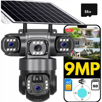 IP kamera Venkovní IP kamera 4G solární se třemi objektivy 3MP