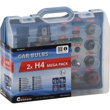 Autožárovka Žárovky 12V servisní box MEGA H4+H4+pojistky COMPASS
