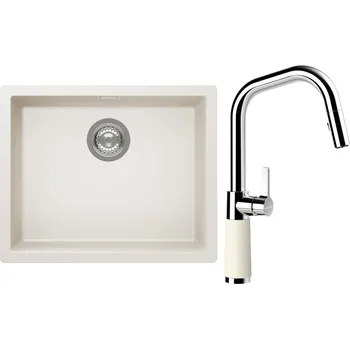 Kuchyňský dřez Set Schock S14-9 (dřez Kaia N-100L Magnolia + baterie SC-530.120 Magnolia)