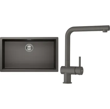 Granitový dřez Set Schock S15-1 (dřez Kaia N-100XL Silverstone + baterie Epos Silverstone)