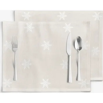 ubrus Prostírání na stůl Natura - Sněhové vločky na režné - sada 2ks 30 x 40 cm