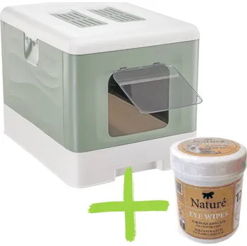 Toaleta pro kočku FERPLAST Sahara Green – kočičí toaleta – 52 × 39 × 40 cm + ZDARMA