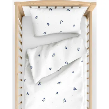 Povlečení Dětské bavlněné povlečení do postýlky - Borůvky 110 x 125 a 35 x 55 cm