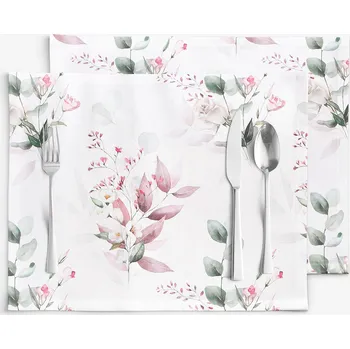 ubrus Prostírání na stůl 100% bavlněné plátno Deluxe - Něžné růže - sada 2ks 30 x 40 cm