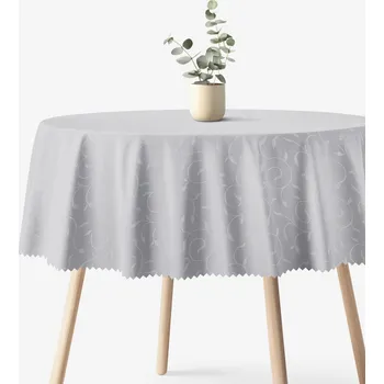 ubrus Sváteční kulatý teflonový ubrus - šedý s velkými ornamenty Ø 100 cm