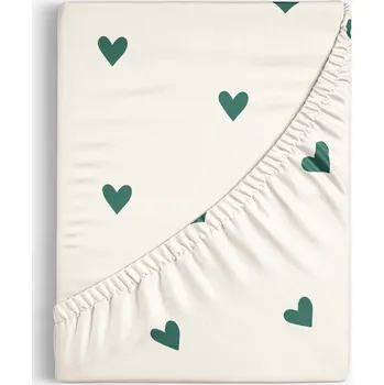 Prostěradlo Bavlněné napínací prostěradlo - Srdíčka na slonové kosti 80 x 160 cm