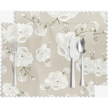ubrus Prostírání na stůl teflonové - Bílé květy - sada 2ks 30 x 40 cm