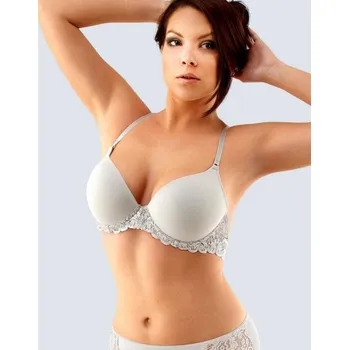 Podprsenka GINA dámské podprsenka vyztužená, vyztužené, šité, s krajkou, jednobarevné La Femme 17007P sv. šedá 80C