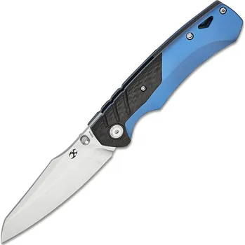 kapesní nůž Kansept Weim Stonewashed CPM S35VN Modře eloxovaný titan + Twill Carbon Fiber K1051A2