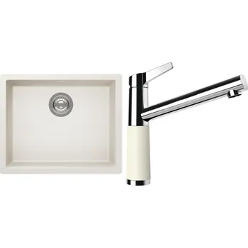 Kuchyňský dřez Set Schock S14-4 (dřez Kaia N-100L Magnolia + baterie SC-510 Magnolia)