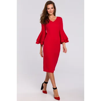 Dámské šaty EU S K002 Šaty s volánky na rukávech - černé