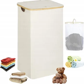 Koš na prádlo 63L ÚZKÝ VELKÝ KOŠ NA PRÁDLO/HRAČKY S VÍKEM + VYJÍMATELNÁ TAŠKA